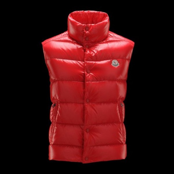 Moncler rosso senza maniche Mock Collar and slash semplice Donna Gilet uscita